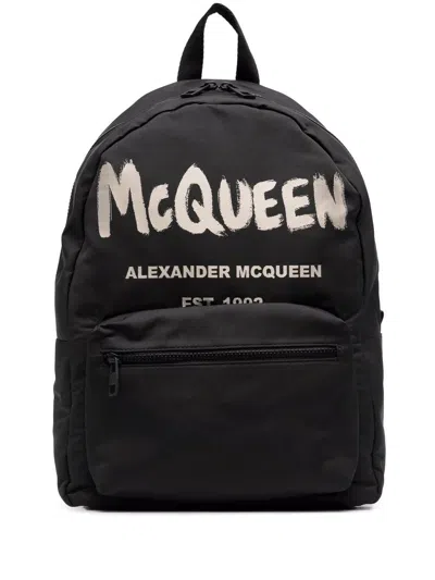Alexander Mcqueen Alexander Mc Queen Graffiti Metropolitan Backpack In Black
