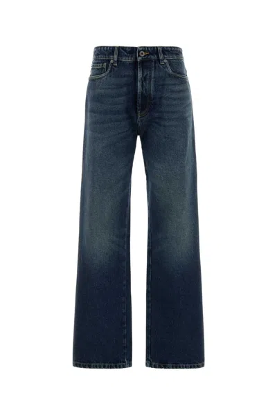 Miu Miu High Waist Wide Leg Denim Trousers In Blue