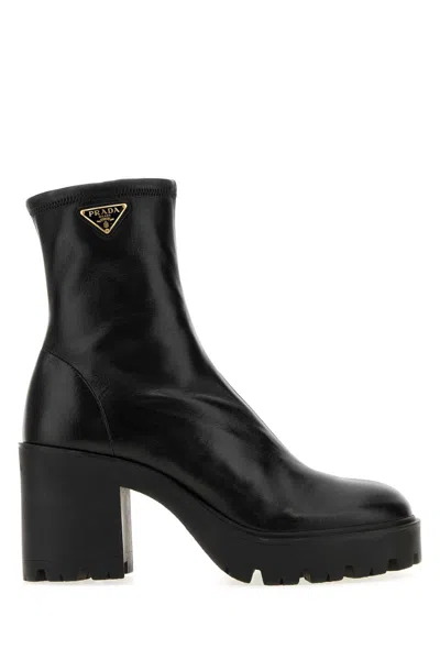 Prada Ankle Highheeled Boots In Black