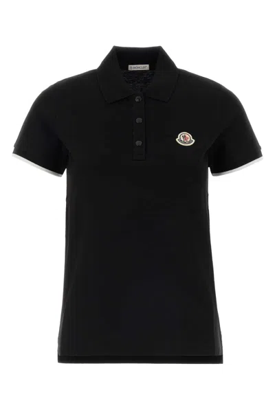 Moncler Logo Patch Polo T-shirt In Black