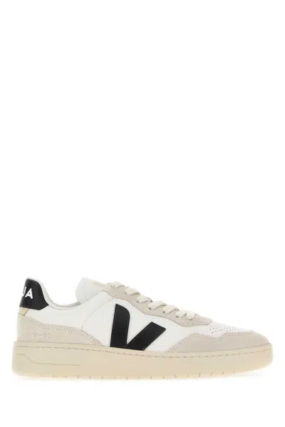 Veja Multicolor Leather And Suede V-90 Sneakers In Neutral
