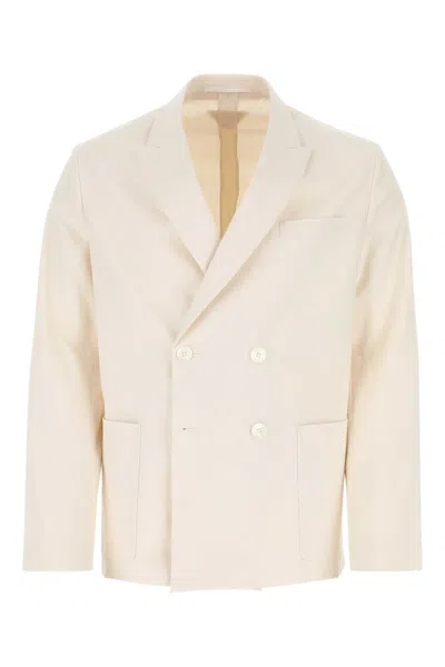 Prada Ivory Double-breasted Blazer In White