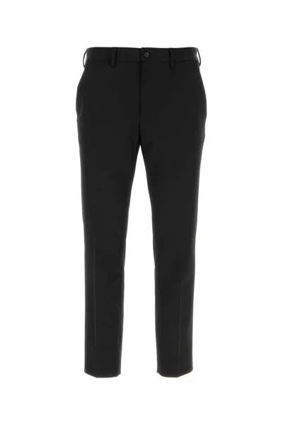 Prada Stretch Recycled Polyester Trousers In Black