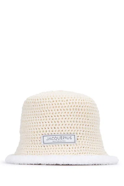 Jacquemus Beige Knitted Bucket Hat In White