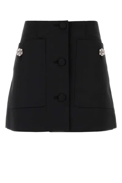 Prada Black Wool Mini Skirt In Black