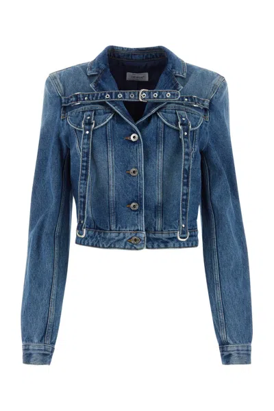 Off-white Cropped Denim Jacket In Blue
