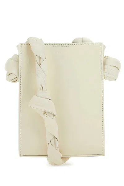 Jil Sander Tangle Mini Leather Shoulder Handbag With Silver-tone Hardware In White