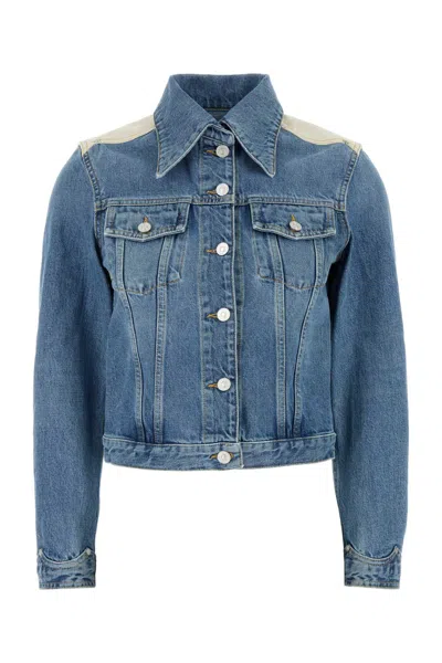 Givenchy Denim Jacket With Chest Pockets And Contrast Shoulder Panel In Blue
