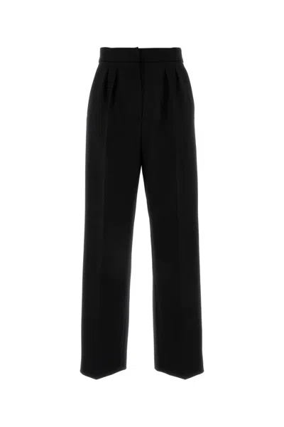 Max Mara Solid Slim-fit Pants In Black