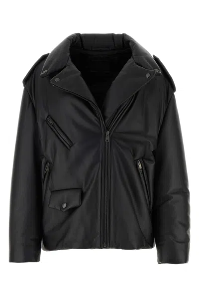 Prada Nappa Leather Padded Jacket In Black
