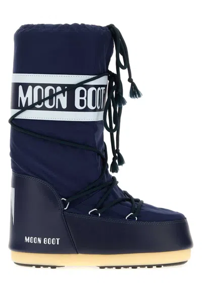 Moon Boot Navy Blue Nylon And Synthetic Leather Icon Boots In Blue