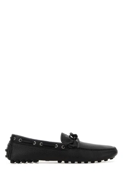 Prada Deer Leather Loafers For Men In Black