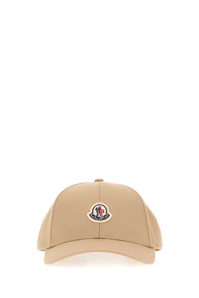 Moncler Logo Patch Cotton Gabardine Baseball Cap In Beige O Tan