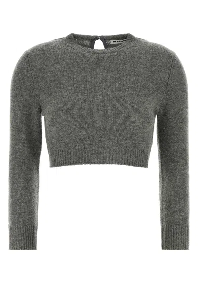 Jil Sander -inspired Wool Blend Knit Sweater For Women In Grey