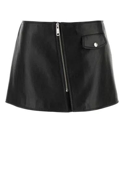 Prada Leather Mini Skirt In Black