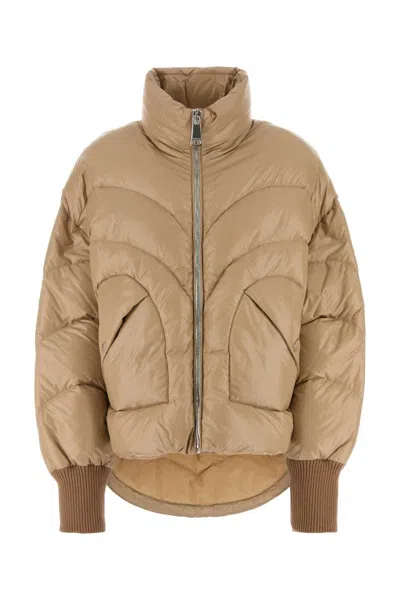 Khrisjoy Quilted High Collar Down Jacket With Side Pockets In Brown