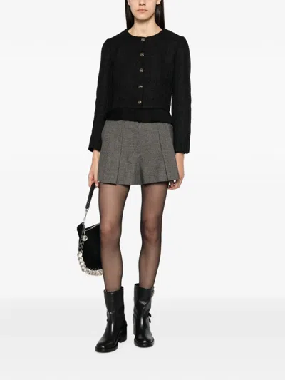 Sandro Houndstooth-pattern Pleated Shorts In Gray