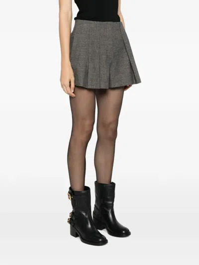 Sandro Houndstooth-pattern Pleated Shorts In Gray