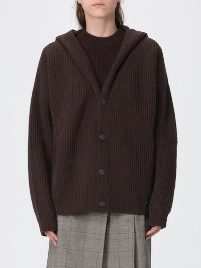 Dondup Brown Solid Shawl Neck Sweater In Brown