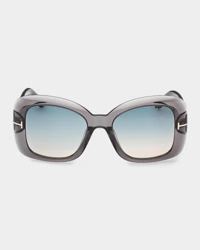 Tom Ford Sandra-02 52mm Square Sunglasses In Transparent