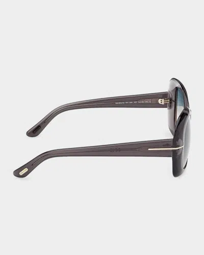 Tom Ford Sandra-02 52mm Square Sunglasses In Transparent
