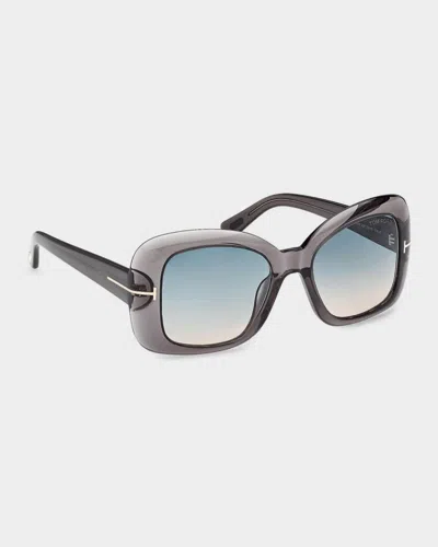 Tom Ford Sandra-02 52mm Square Sunglasses In Transparent