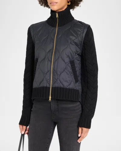 Veronica Beard Patra Quilted Wool-blend Jacket In Black