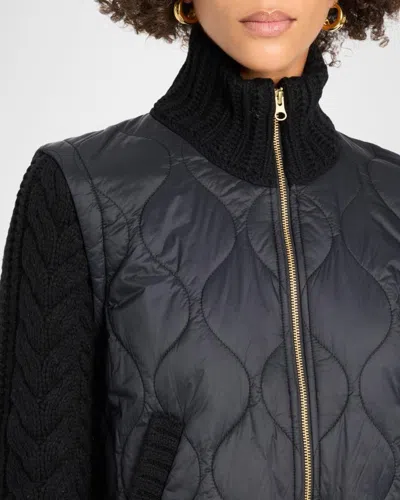Veronica Beard Patra Quilted Wool-blend Jacket In Black