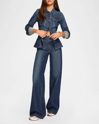 Ramy Brook Dani Fitted Denim Jacket In Blue