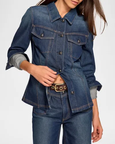 Ramy Brook Dani Fitted Denim Jacket In Blue