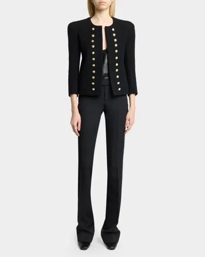 Balmain Collarless Tweed Fitted Jacket In Multi