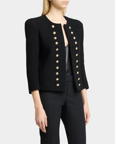 Balmain Collarless Tweed Fitted Jacket In Multi