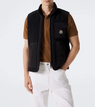 Moncler Lenevra Wool-blend Down Vest In Black