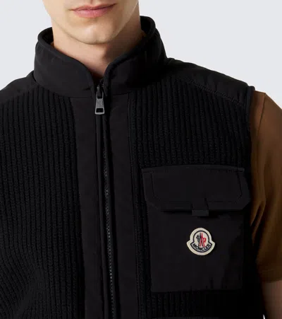 Moncler Lenevra Wool-blend Down Vest In Black