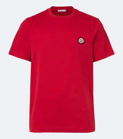 Moncler Logo Cotton Jersey T-shirt In Red