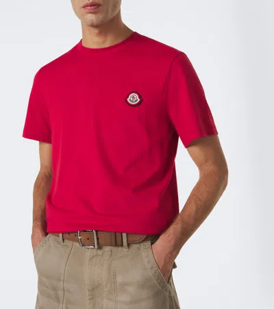 Moncler Logo Cotton Jersey T-shirt In Red