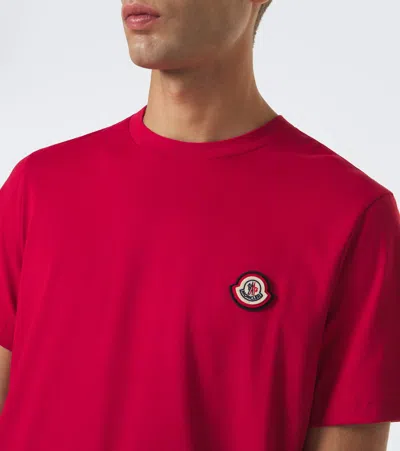 Moncler Logo Cotton Jersey T-shirt In Red