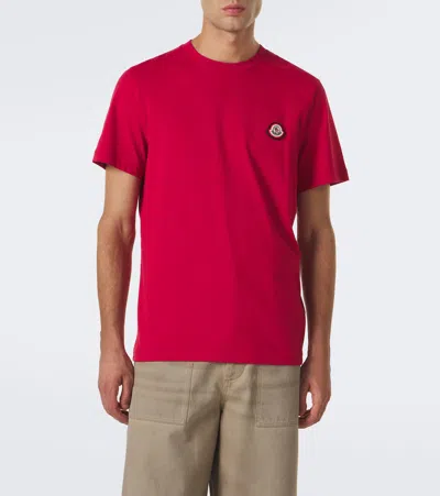 Moncler Logo Cotton Jersey T-shirt In Red