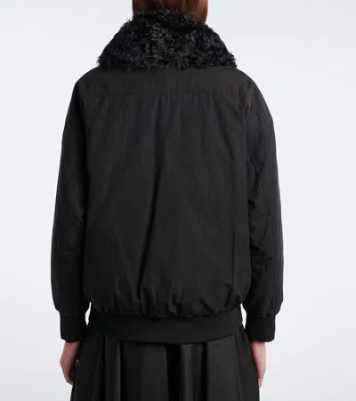 Moncler Rougequeue Shearling-trimmed Down Jacket In Black