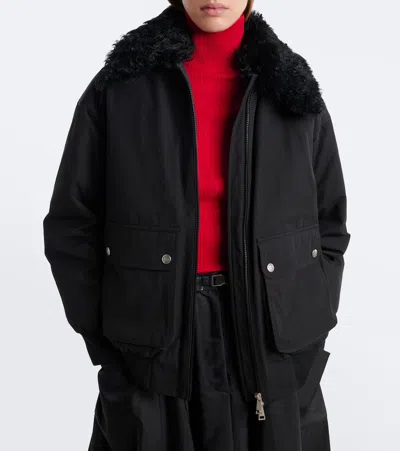 Moncler Rougequeue Shearling-trimmed Down Jacket In Black