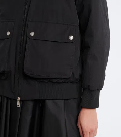 Moncler Rougequeue Shearling-trimmed Down Jacket In Black