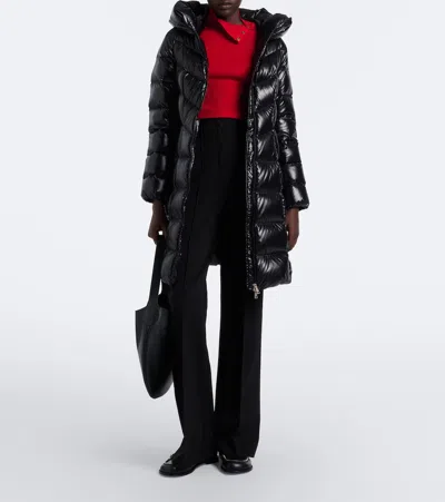 Moncler Chevron-quilted Hooded Puffer Jacket In Black