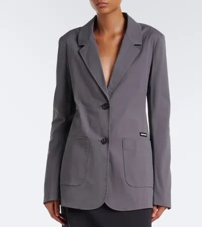 Miu Miu Cotton-blend Poplin Jacket In Blue