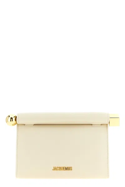 Jacquemus Rolled Top Rectangular Shoulder Bag In White