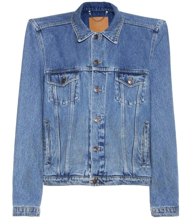 Balenciaga Boxy Denim Jacket With Shoulder Pads, Blue In Dlle Stoeewash Dirt