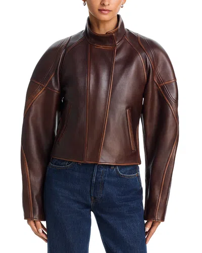 Helmut Lang Leather Saddle Jacket Saddle In Brown