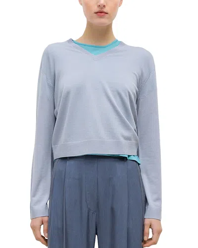 Leset James V Neck Merino Wool Sweater In Purple