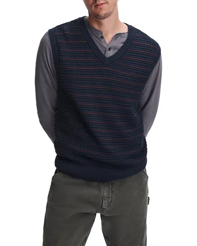 Rag & Bone Aaron Stripe V-neck Vest In Blue