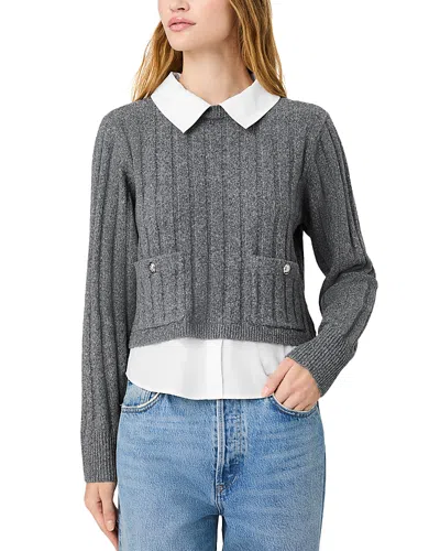 French Connection Aleyna Knit Combo Collared Pullover In Gray