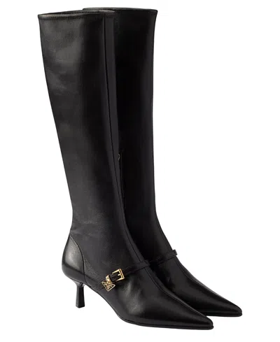 Prada Stretch Nappa Leather Boots In Black